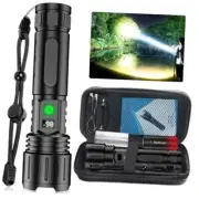 LED Flashlights High Lumens Rechargeable, 100000 Lumens Super Bright Black