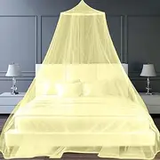Mosquito Net Bed for Double Bed, Mosquito Protection for Cot, Home, Universal Mosquito Protection, Round Net Curtain, Outdoor Mosquito Net (Yellow)