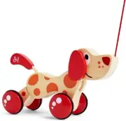 Hape Pepe Wooden Push & Pull Along Dog Animal Baby/Toddler Fun Play Toy 12m+