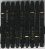 2in. 2ba Black/Gold HARROWS SUPERGRIP Spinning Nylon Dart Shafts: 3 per set