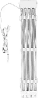 ARGB RGB PSU Cables, Full White ARGB GPU Power Supply Cable, 24PIN Support 5V 3PIN ARGB Synchronization 24PIN to 24PIN 4 Side Illuminated Extension Power Cable