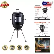Portable 4-in-1 Smoker & BBQ Grill with Built-In Thermometer and Cleanup Catcher