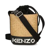 在飛比找momo購物網優惠-【KENZO】經典品牌Logo編織水桶包 黑色(FC52SA