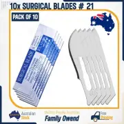 10PCS SURGICAL SCALPEL BLADES #21 STAINLESS STEEL SUITABLE FOR SCALPEL HANDLE #4