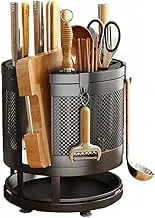 Universal Knife Block Without Knives, Rotating Knife Utensil Holder for Countertop Large Cooking Utensil Holder Cutlery Cutting Board Organiser with Tray (Black)