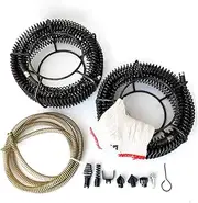 riin DIY Plumbing Drain Auger Cleaner Tool Spring Snake Cable Cleaning Sewer Pipe for Electric Drill Sink Toilet Shower Bathroom 24m & 2.5m kit