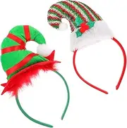 [WESIEVYA] 2pcs Xmas Headband Hat Hairband for Girls Christmas Headband Hair Accessories Delicate Christmas Hair Hoops