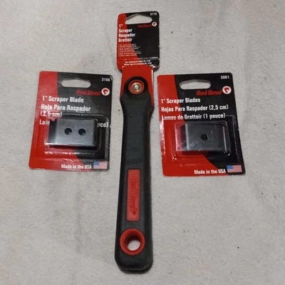 Red Devil 1" Scraper + 2 Packs Of 1" Scraper Blades New