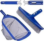 POOLAZA Pool Skimmer Net & Pool Brush Head with 50'' Aluminum Pool Pole