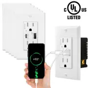 Quick Charge 4.8A USB C Wall Outlet Charger QC 3.0 PD 3.0 Tamper Resistant 7Pack