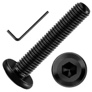 M6 X 30mm 50Pcs Flat Hex Socket Caps M6 Screw Bolts, 304 Stainless Steel Furniture Bolts Full Thread, Hex Wrench Black