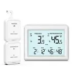 Digital Refrigerator Thermometer 3.7" LCD Backlight Freezer Thermometer with 2