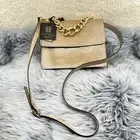 Revolve House of Harlow Italian Leather Croc Chain Crossbody Bag Beige Mocha