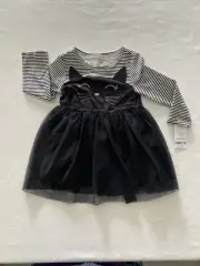 Carter's Halloween Cat Tutu Dress Girls Size 18M Black White New