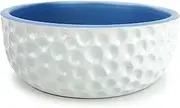 Barkley & Bella Dog Bowl Ceramic Dimple Large, White&Blue - Dog Bowl, Handcrafted, Durable, Heavyweight Stability, Dishwasher-Safe