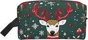[FSCEV] Christmas Deer Storage Bag Toiletry Bag Travel Bag Cute Cosmetic Bag Makeup Accessories, White, One Size