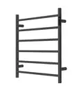 Matte Black Heated Towel Rail rack round AU standard 650*620mm wide 6 bar Timer
