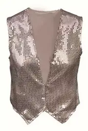 Silver Sequin Vest Adult Dazzle Dapper Accessory 1980s Up to Size 42