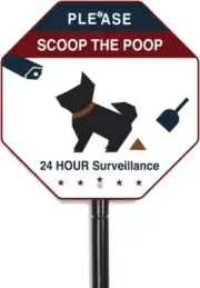 ANTOJO No Pooping Dog Sign for Yard,“Please Scoop The Poop. 24 Hour Navy Blue
