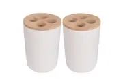 2x Eco Basics Toothbrush Razor Caddy Holder Stand Bathroom Storage Organiser WHT