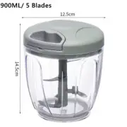 500/900ml Manual Food Chopper - Meat, Garlic, Vegetable Cutter & Grinder.