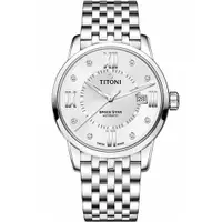 在飛比找ETMall東森購物網優惠-TITONI 梅花錶 天星系列 經典機械錶-銀/40mm (