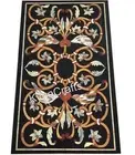 Unique Design Inlay Work Dining Table Top Rectangle Black Marble Reception Table
