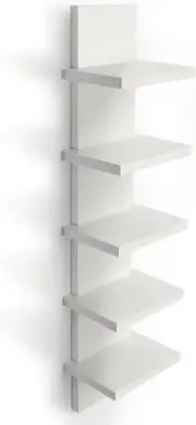 5 Tier Wall Shelves White, Vertical Column Shelf Floating Storage 31, White