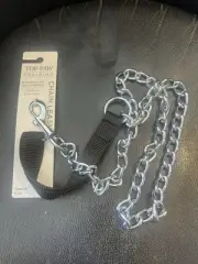 Top Paw Tip Heavy Chrome Chain Leash 4ft Black Bite Proof