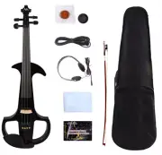 Black Electric Violin Full Size 4/4 Silent Violins Solid Wood Violin Case & Bow