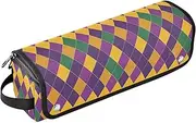 [sanluoli] Hot Hair Tools Travel Bag with Heat Resistant Mat Hair Tools Organizer Storage Bag Mardi Gras Rhombus Pattern
