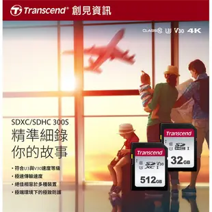 Transcend 創見 SDHC 300S 16GB/32GB/64GB CL10 U1 記憶卡 銀色 SD卡