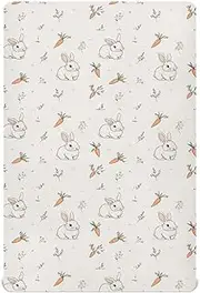 Bolaz Mini Crib Sheets Fitted - Play Sheets for Pack and Play Mattress，Pack N Play Mattress Soft and Breathable-Little Rabbits