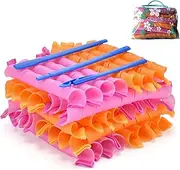 40pcs Hair Curlers Spiral Hair Curlers for Long Hair, No Heat Curlers 22inch/55cm Magic Curls Hair Rollers with Styling Hooks Heatless Hair Curlers Styling Kit Pink&Orange