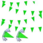100 Feet Pennant Banners Flags String Hanging Triangle Bunting Green