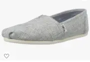 Toms Shoe Womens 9.5 Drizzle Grey Gray Lurex Woven Alpargata Flat 10010236 New