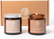 Natural Soy Candle Gift Sets Made in Australia – 2 Pack 100g Scented Aromatherapy Candle Amber Jar with Lid – Hand Poured on The Sunshine Coast (Salted Caramel Espresso, Vanilla Caramel)
