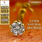 2.5mm Real VVS Diamond Nose Lip Labret Monroe Stud Piercing Ring Screw Pin 14k G