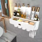 Toothbrush Holders for Bathrooms, 4 Cups Toothbrush Holder Wall Mounted with Lar