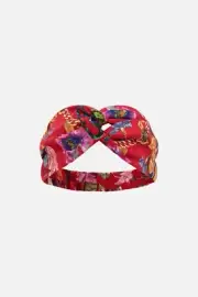 NWT $99 CAMILLA "RUFFLE SOME FEATHERS" RED FLORAL SILK WOVEN TWIST BOHO HEADBAND