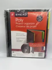 SMEAD POLY PROJECT ORGANIZER BINDER 24 COLORED POCKETS BUILT IN ZIP POUCH