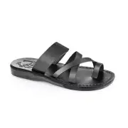 Jerusalem Sandals - The Good Shepherd - Leather Toe Loop Sandal | Black