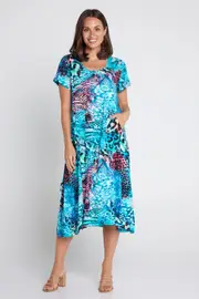 Alizee Dress - Aqua Animal