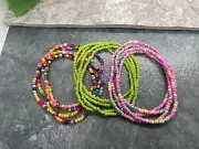 3 PC Handmade Waist Beads Necklace African Boho Bracelet Anklet Set New B1066