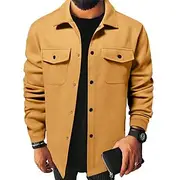 Men's Lightweight Jacket Trucker Jacket Summer Jacket Shirt Jacket Vacation Daily Pocket Fall Winter Plain Fashion Classic Lapel Regular Apricot Black Yellow