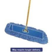 Boardwalk Looped-End Dust Mop Kit, 24 x 5, 60" Metal/Wood Handle, Blue/Natural