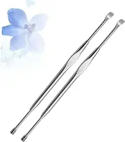 HOUDERCO 2Pcs Stainless Steel Double End Ear Tools Spiral Ear Spoon for Ear Wax Removal Durable Easy to Clean Comfortable Skid Resistance Design