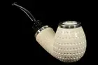 Large Lattice Egg Pipe Reverse Calabash Block Meerschaum-NEW W CASE#749
