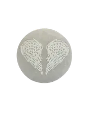 Angel Wings Selenite Charging Round Display Plate Crystals Jewelry Dish Holder