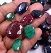 Natural 150.0 Ct Big Mix Ruby Sapphire Emerald Lot Mix Cut IGL Loose Gems 5JSJ